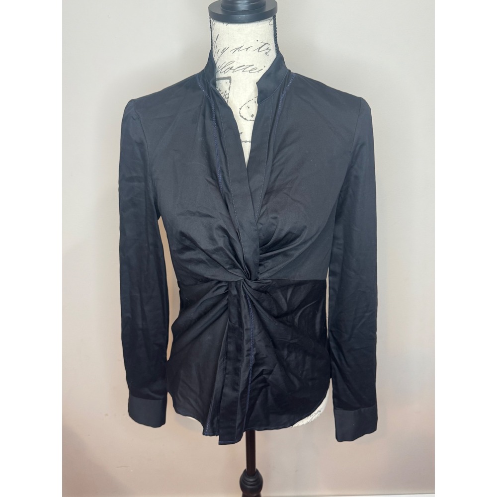Diane Von Furstenberg Black Twist Front Blouse sz 6